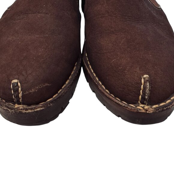 Cole Haan Suede Slip On Moc Shoe Slipper With Tread Shearing Lined Leather Brown - Picture 14 of 15